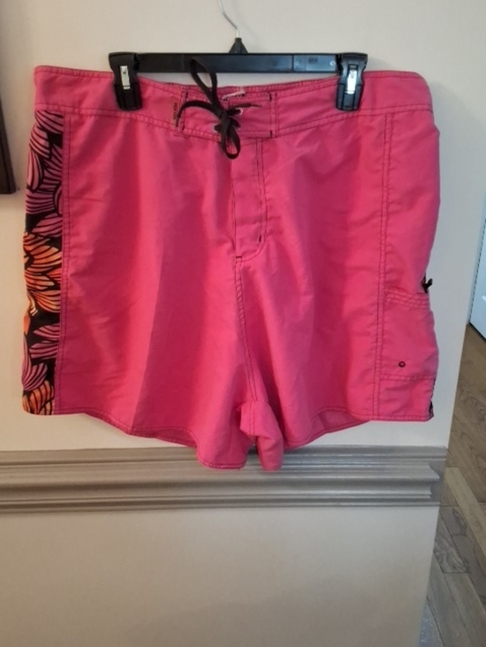 raya sun Bright Pink Swim Bermudas with Black Drawstring